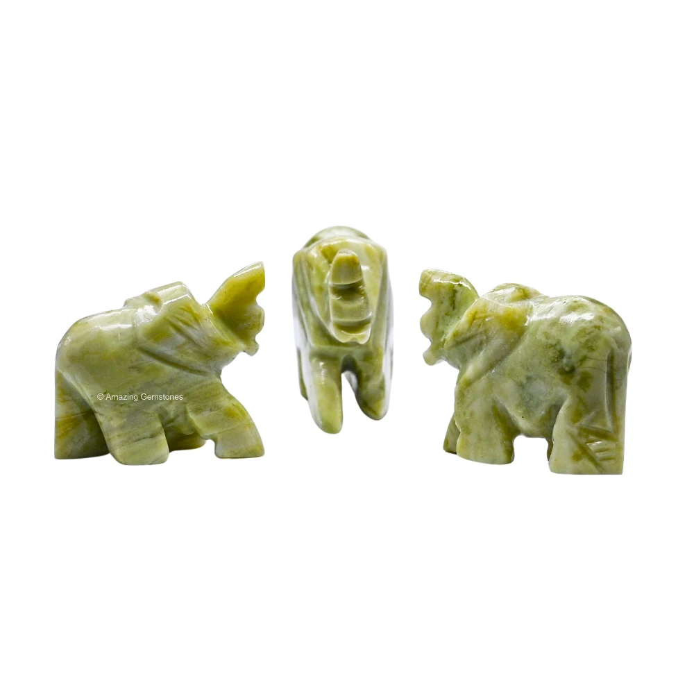 Serpentine Mini Elephant Crystal Figurine
