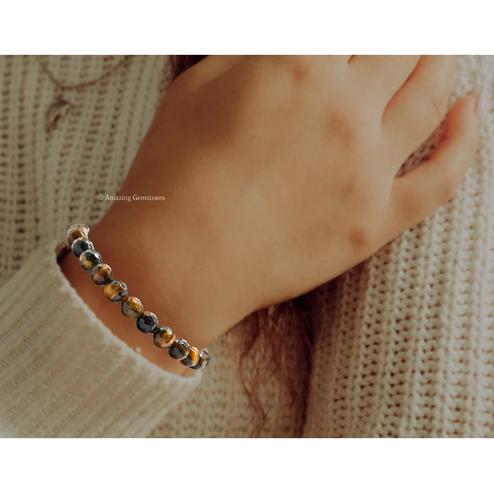 Tiger Eye Bracelet (Faceted) (Adjustable)