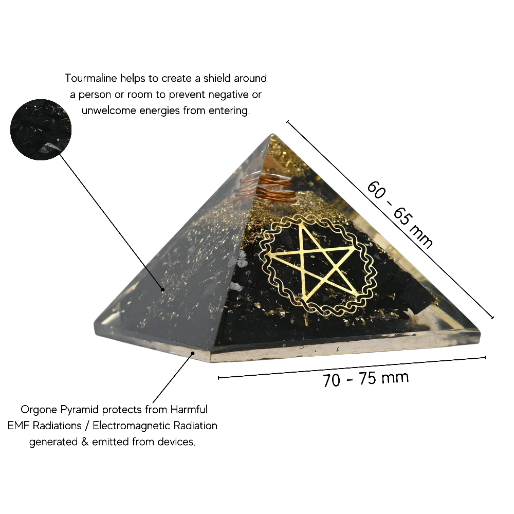 Black Tourmaline Orgone Pyramid - Pentacle