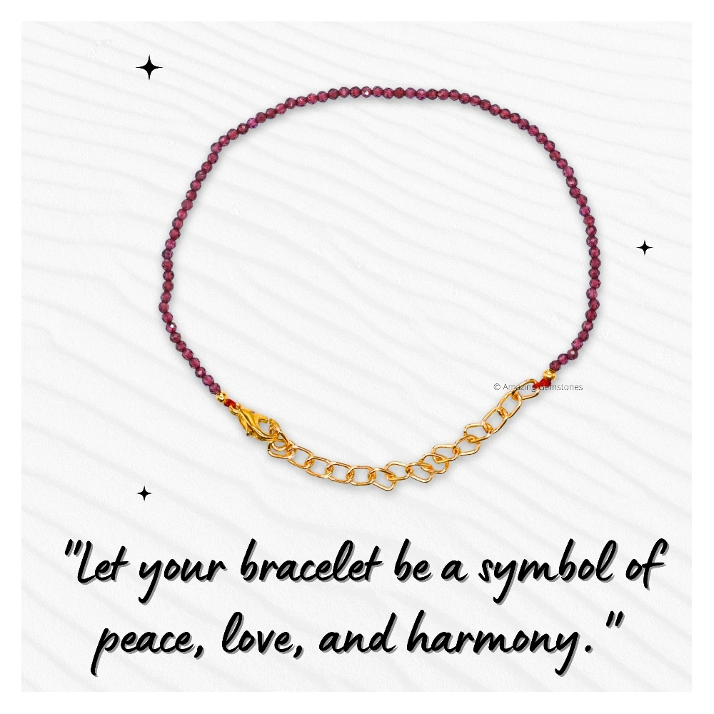 Red Garnet Crystal Bracelet - 2mm Faceted Bead (Gold)