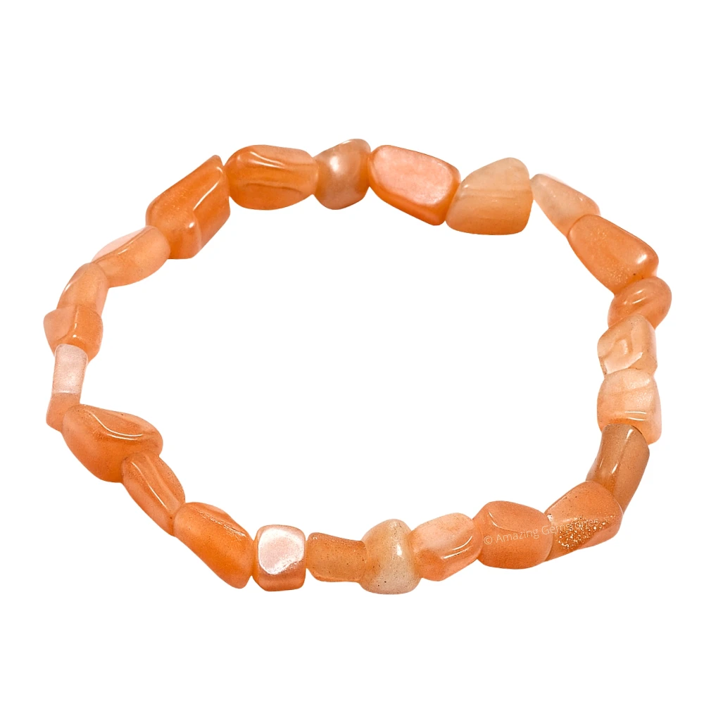 Peach Moonstone Tumbled Stone Bracelet (Stretchable)