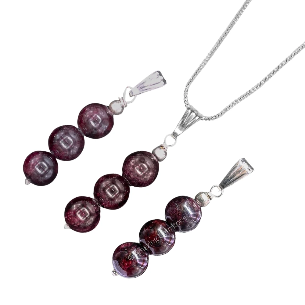 Garnet Bead Pendant (Silver)