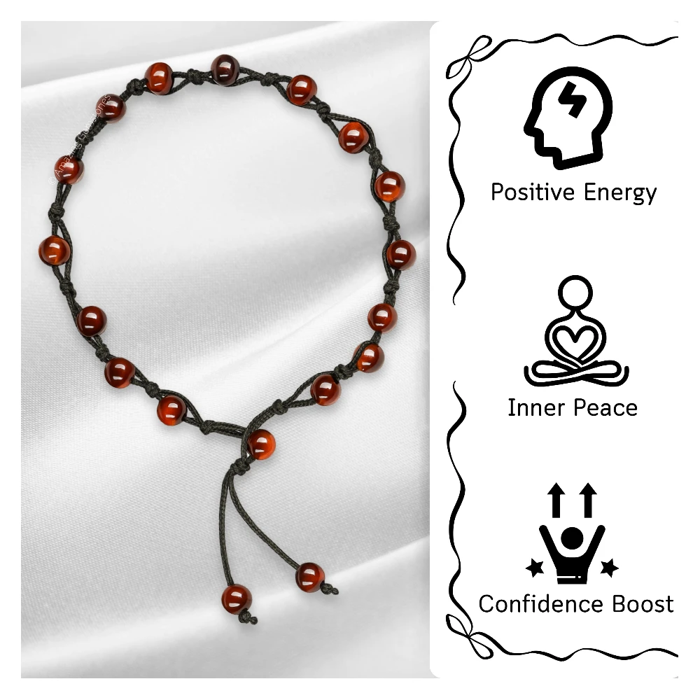 Red Tiger Eye Anklet (Hand Knotted)