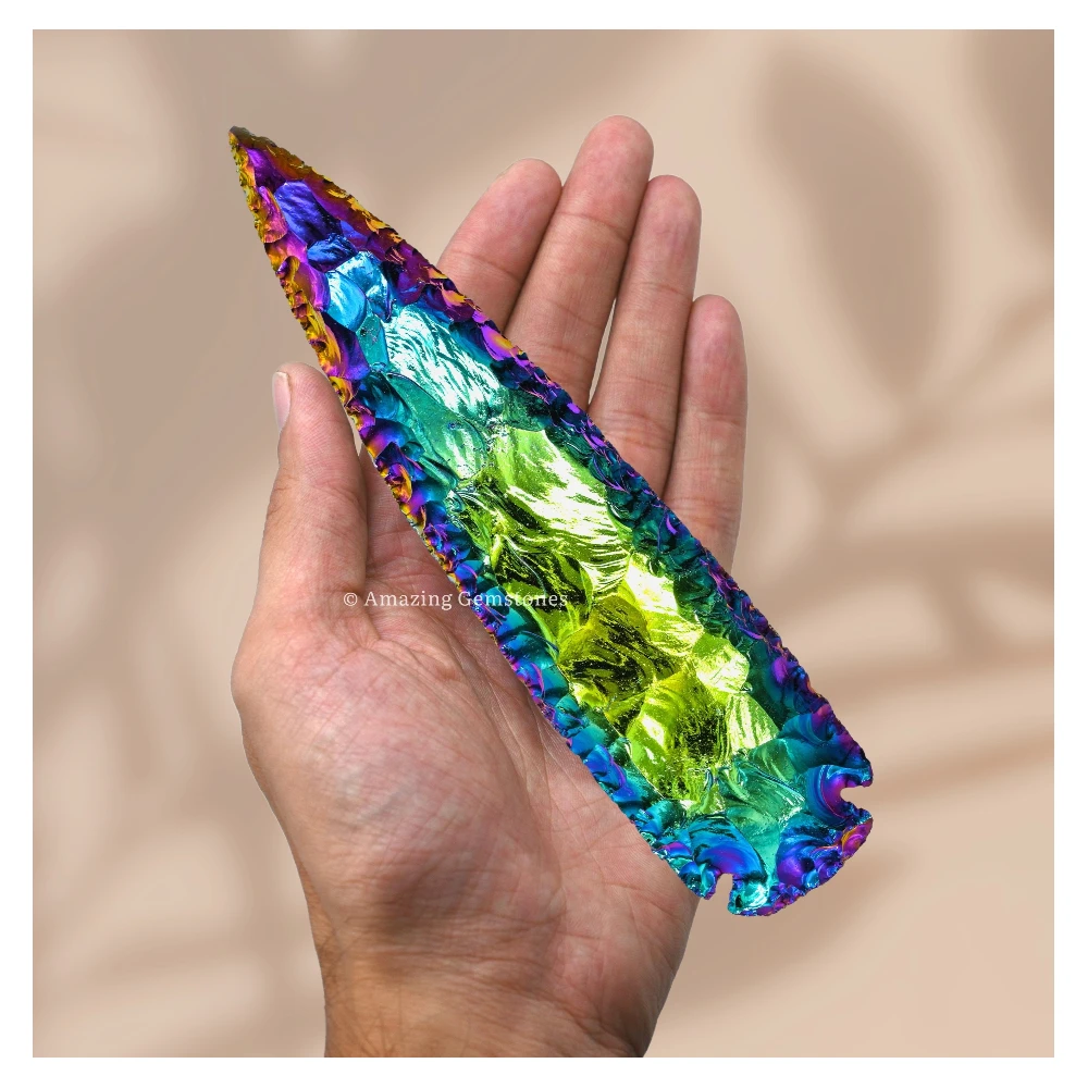 Titanium Aura Quartz Crystal Arrowhead - 7" to 8"