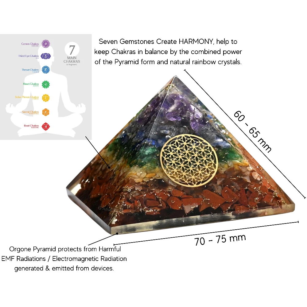 Natural Chakra Orgone Pyramid - Flower of Life