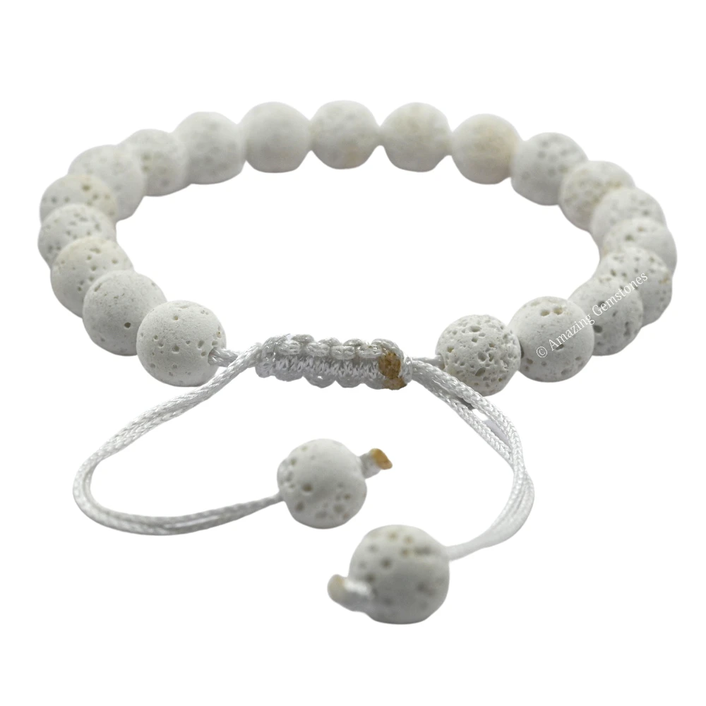 White Lava Stone Bracelet (Adjustable)