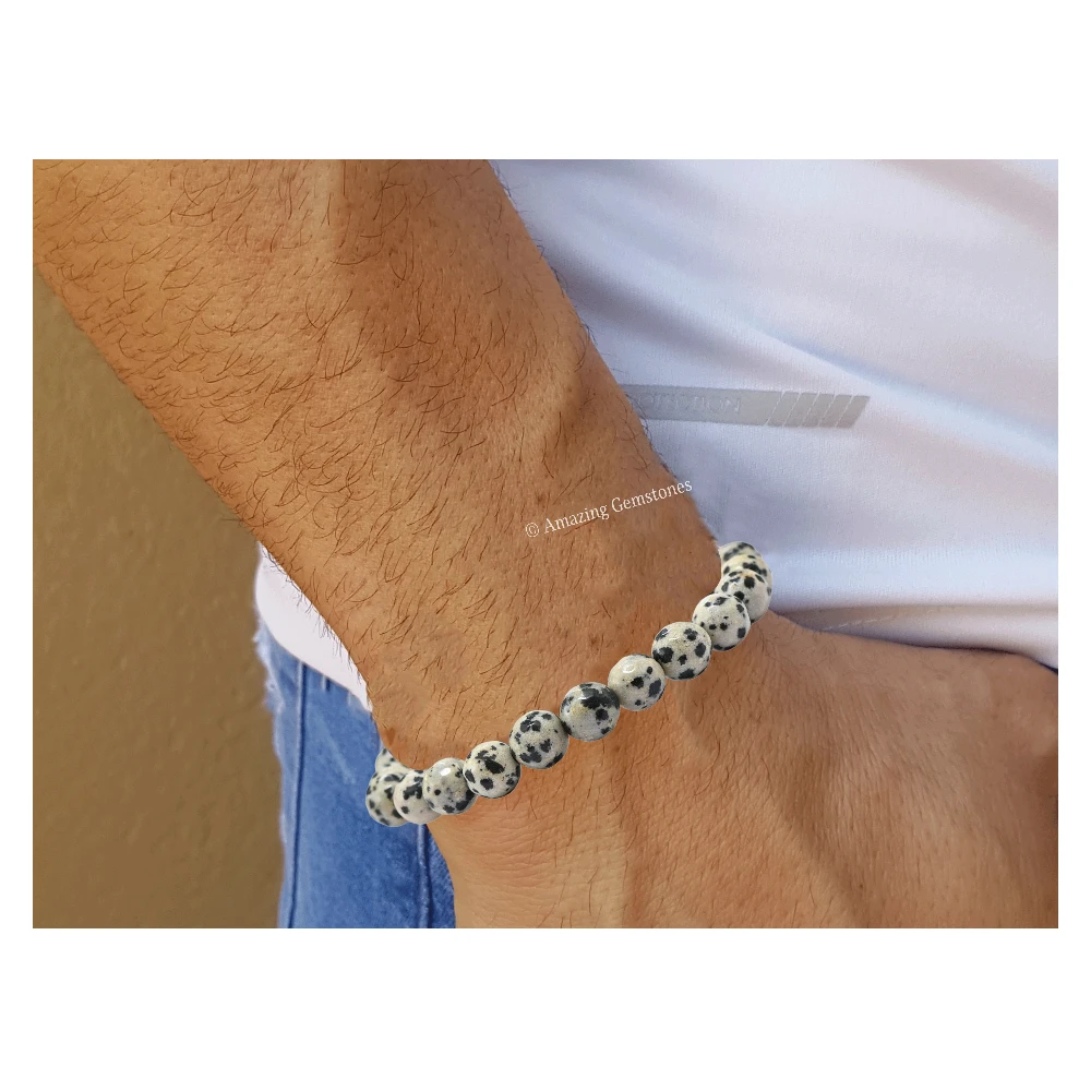 Dalmatian Jasper Bracelet (Faceted-Stretchable)