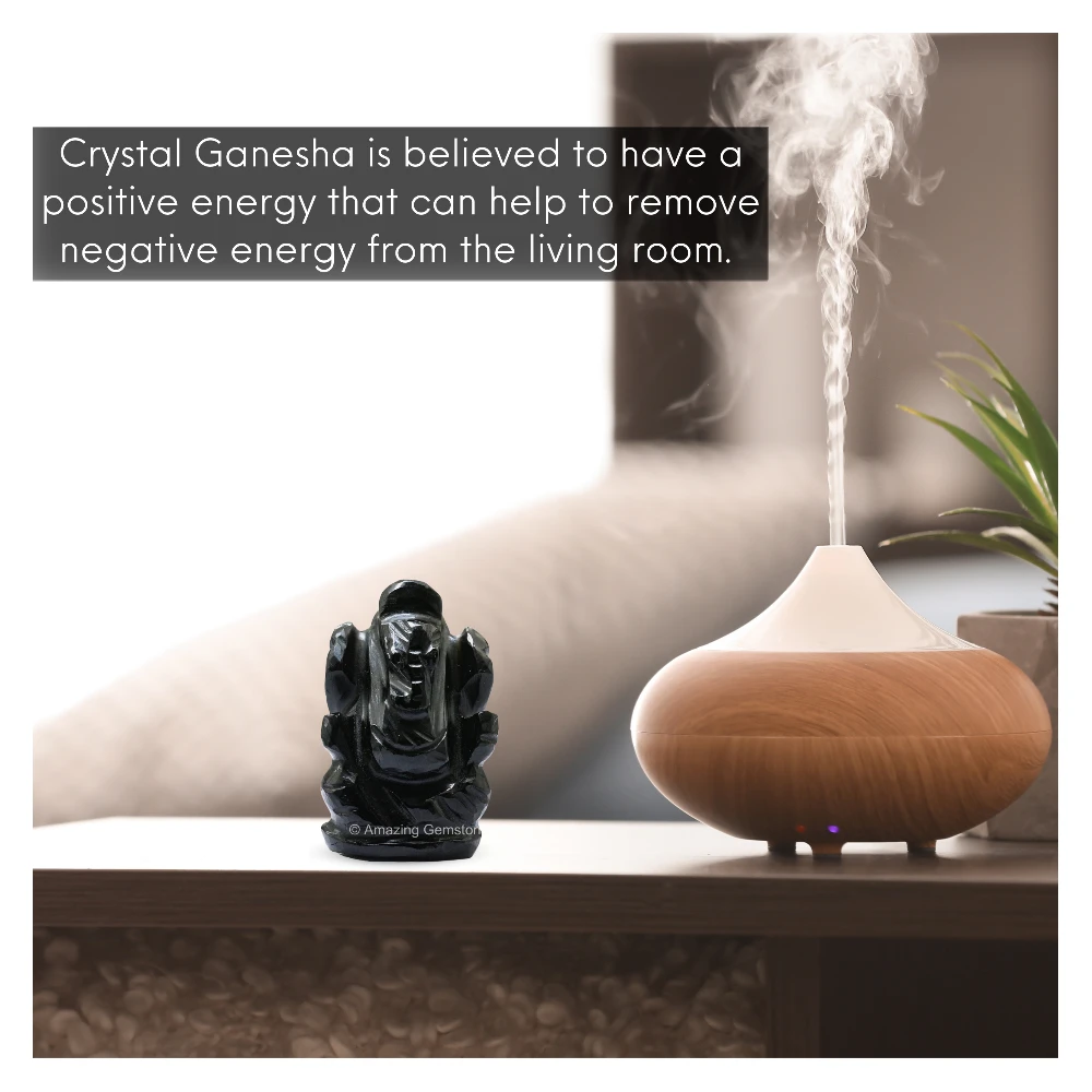 Black Agate Ganesha Crystal Idol