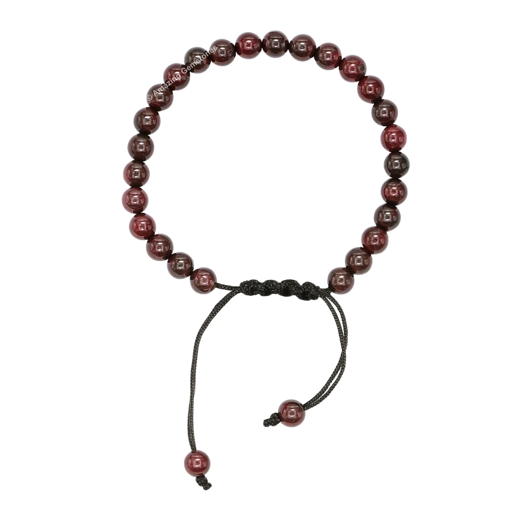 Garnet Healing Crystal Bracelets - 6mm Beads (Adjustable)
