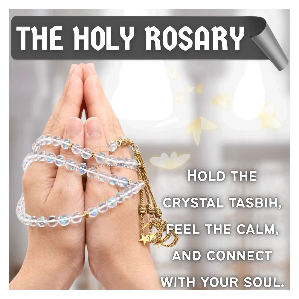 White Mermaid Tasbeeh Sibha Prayer Beads (Gold)