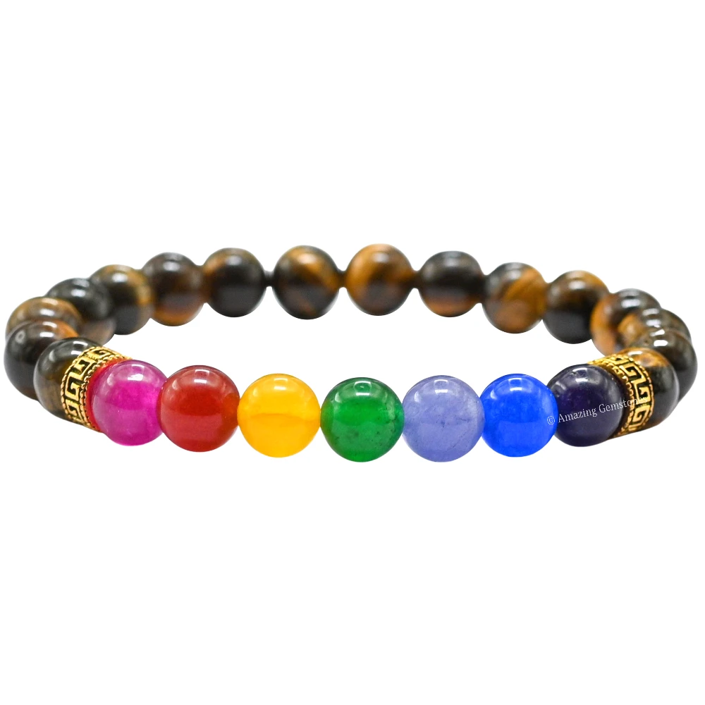 Tiger Eye Chakra Bracelet (Strechable)