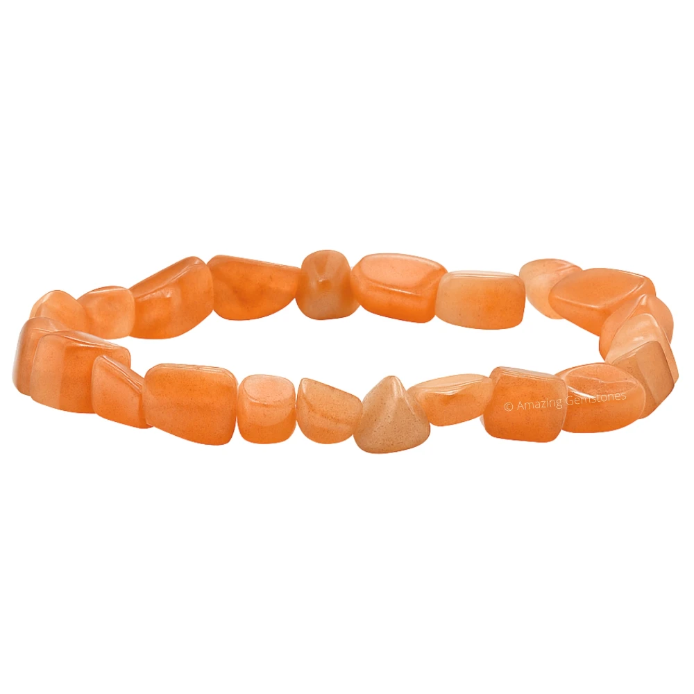 Peach Moonstone Tumbled Stone Bracelet (Stretchable)
