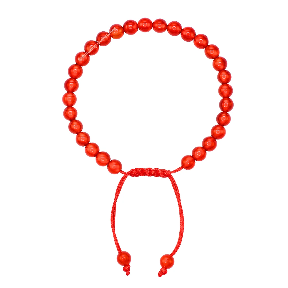 Carnelian Healing Crystal Bracelets - 6mm Beads (Adjustable)