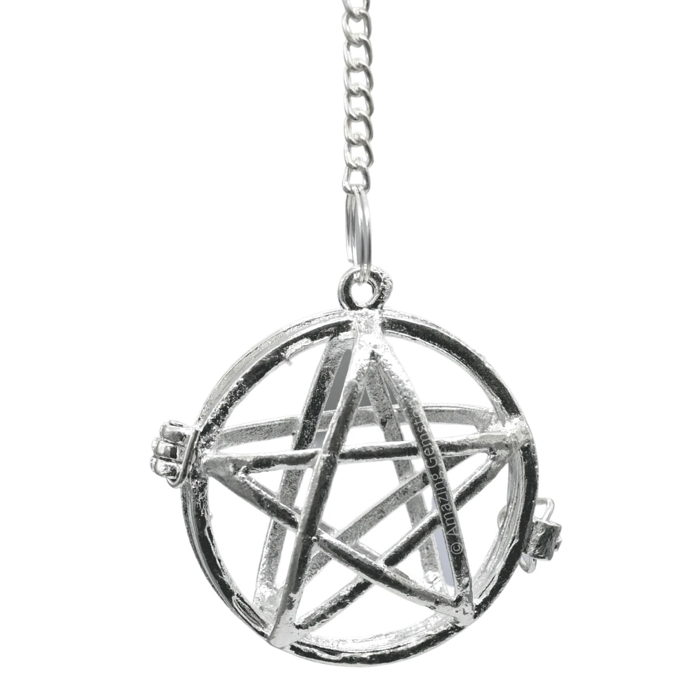 Copper Metal Pendulum - Silver Circular Star Cage (MP76)