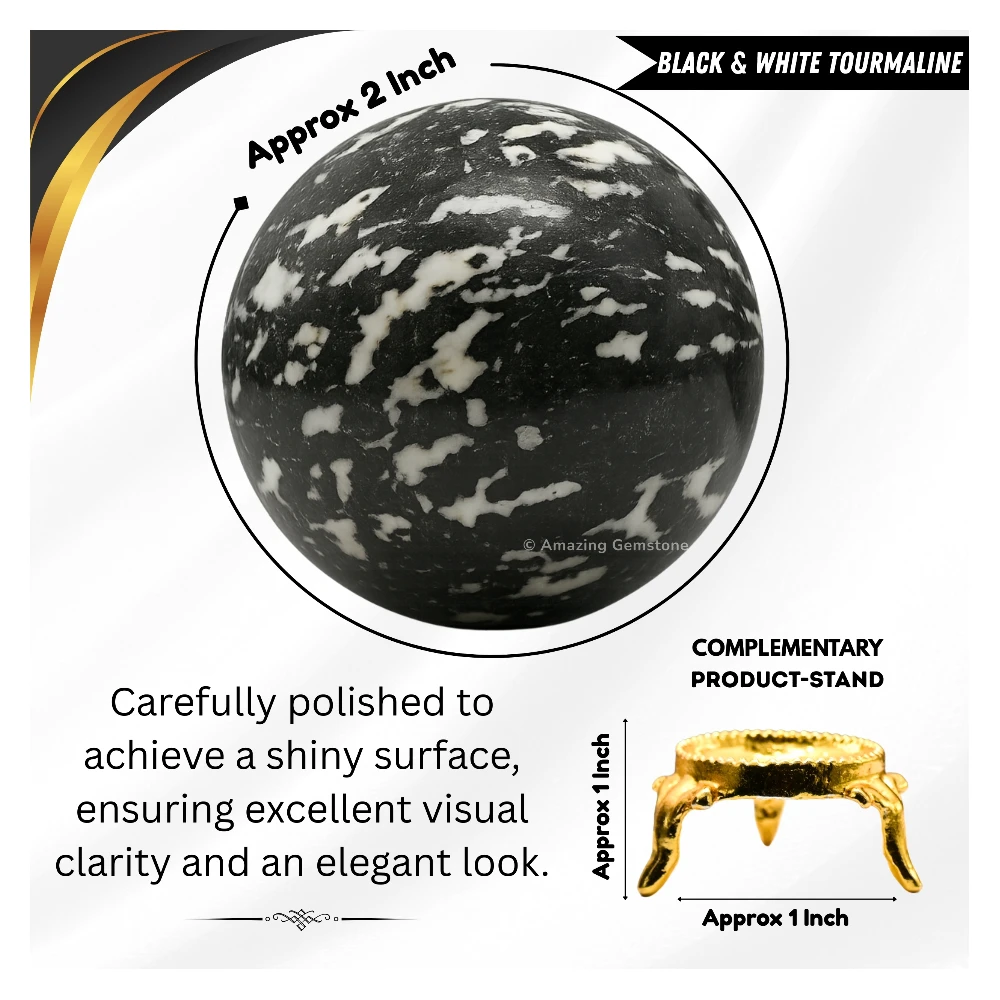 Black and White Tourmaline Sphere (2 Inch)