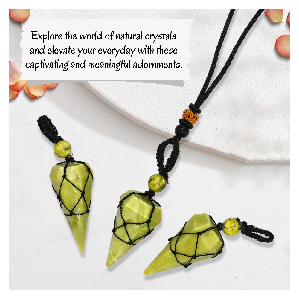 Serpentine Pendulum Pendant Necklace (Macrame)