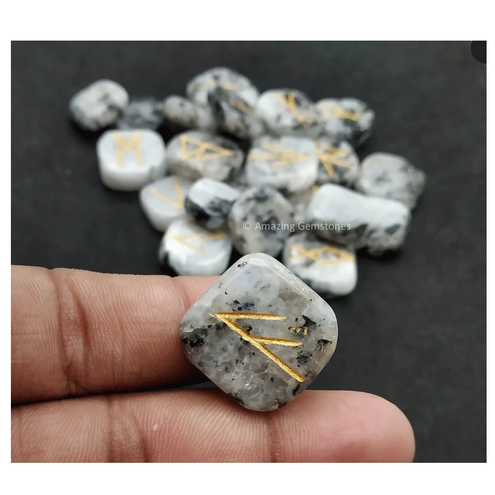 Rainbow Moonstone Rune Stones Set (Premium)