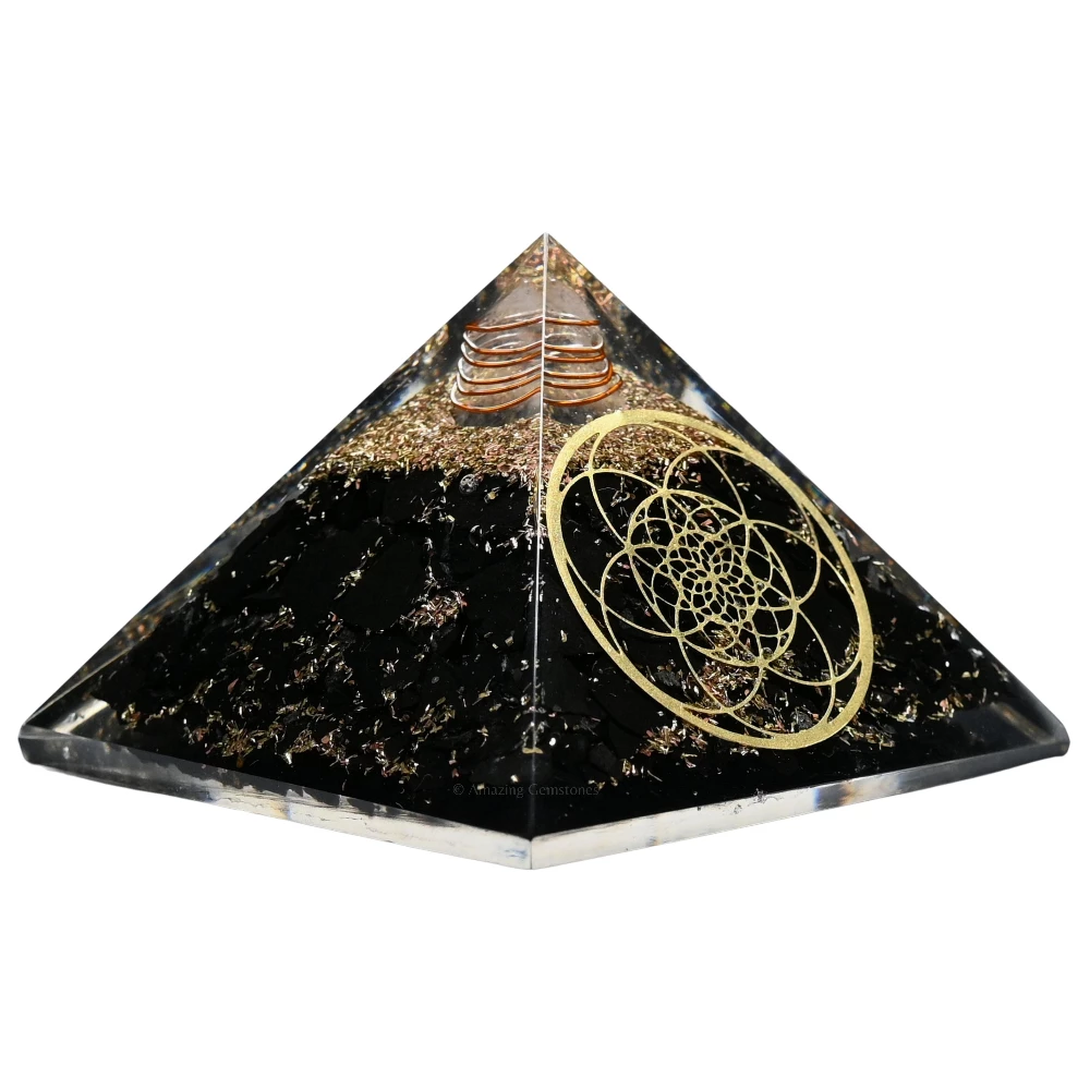Shungite Orgone Pyramid - Seed of Life
