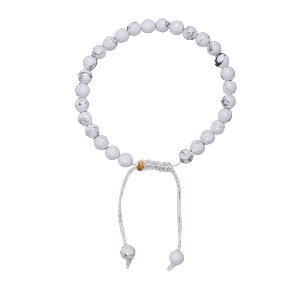 Howlite Healing Crystal Bracelets - 6mm Beads (Adjustable)