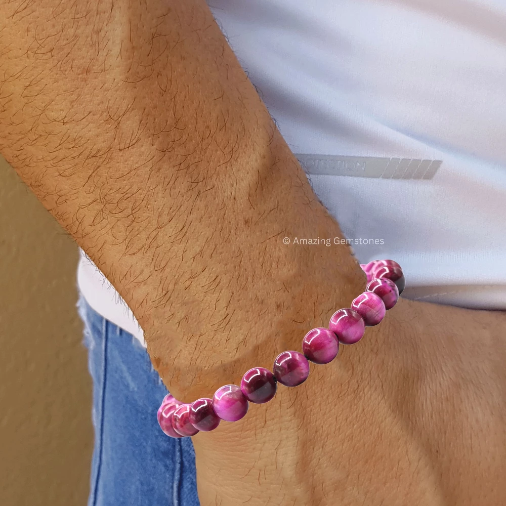 Pink Tiger Eye Bracelet (Adjustable)