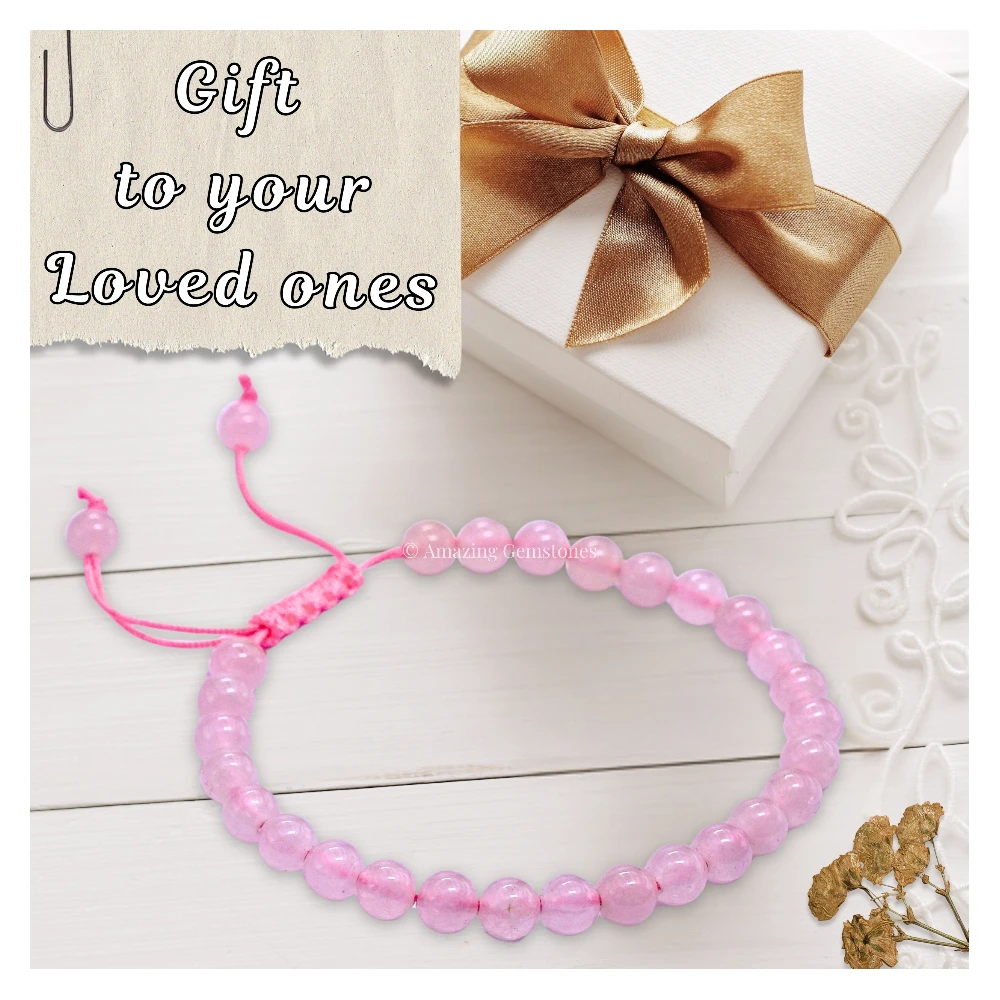 Rose Quartz Healing Crystal Bracelets - 6mm Beads (Adjustable)