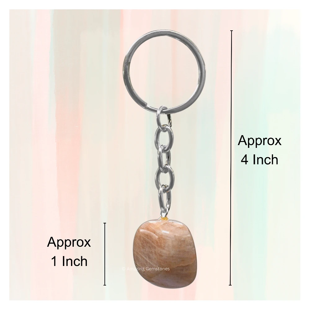 Cream Moonstone Keychain Keys Holder (Tumble)
