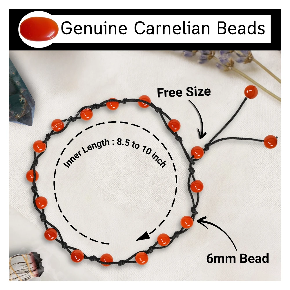 Carnelian Anklet (Hand Knotted)