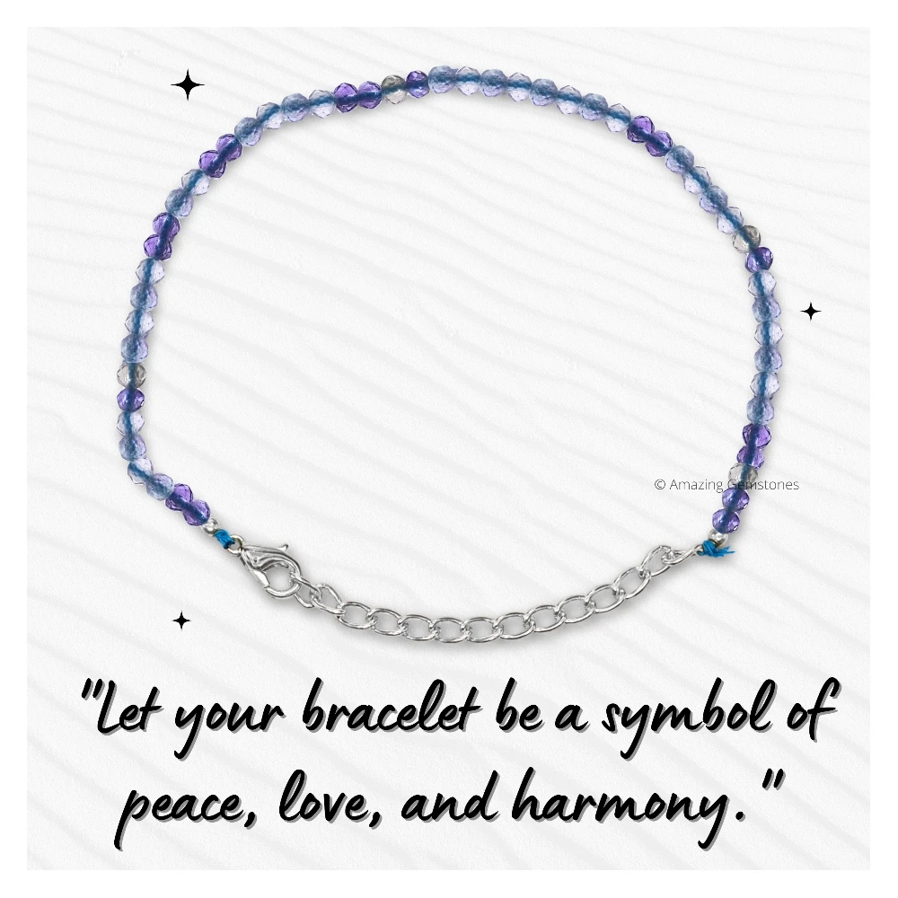 Blue Fluorite Crystal Bracelet - 2mm Faceted Bead (Silver)