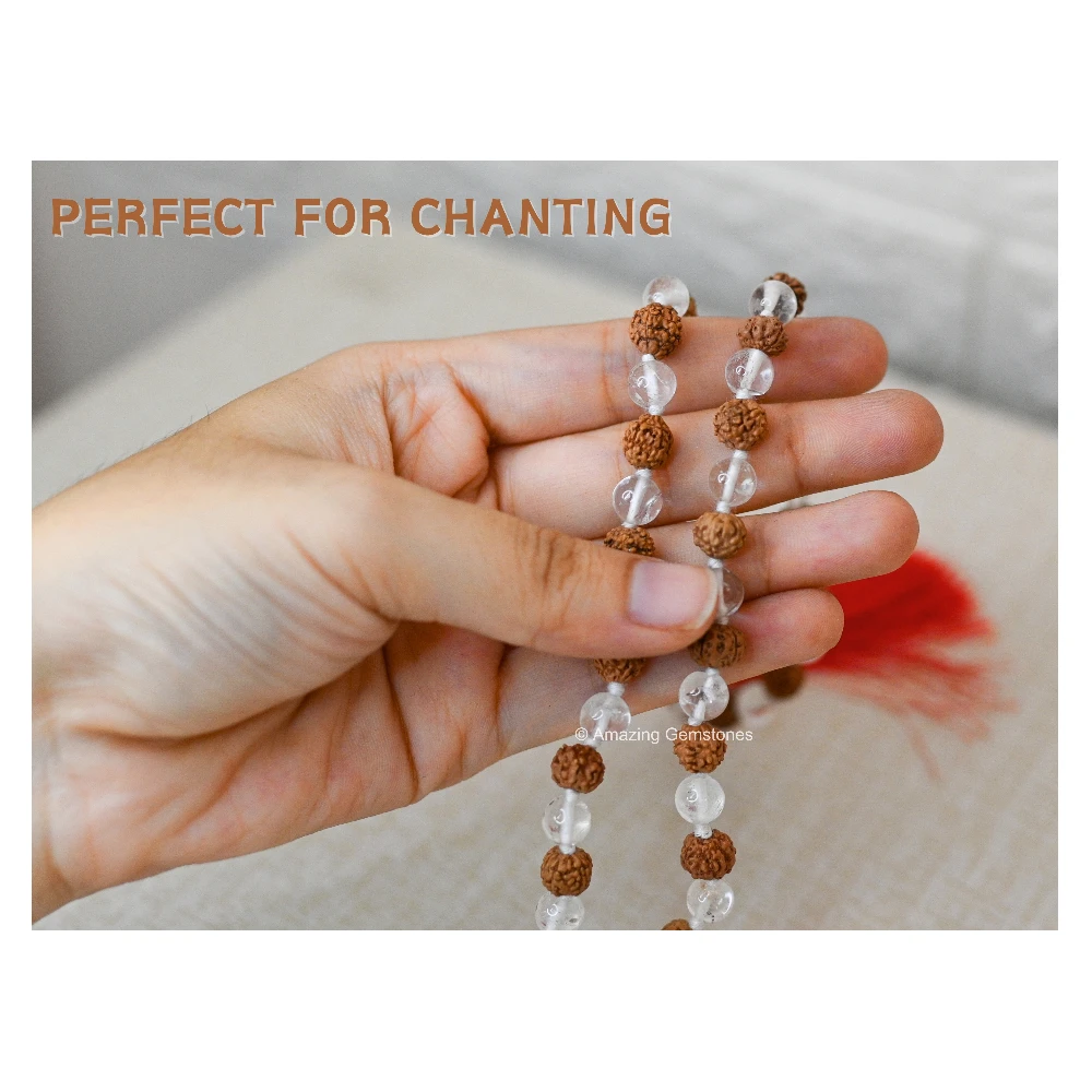 Rudraksha Sphatik Mala (Hand Knotted)