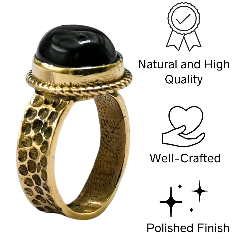 Black Onyx Crystal Ring (Gold)