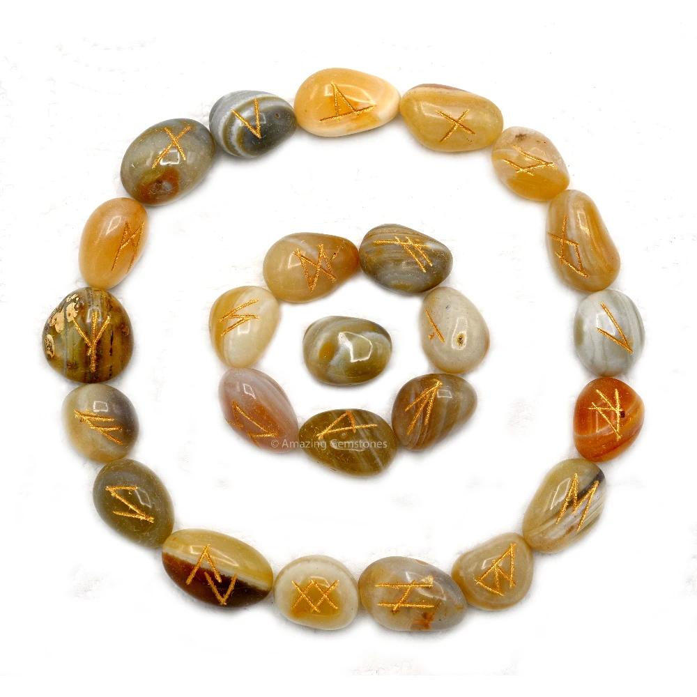 Lace Agate Rune Stones Set