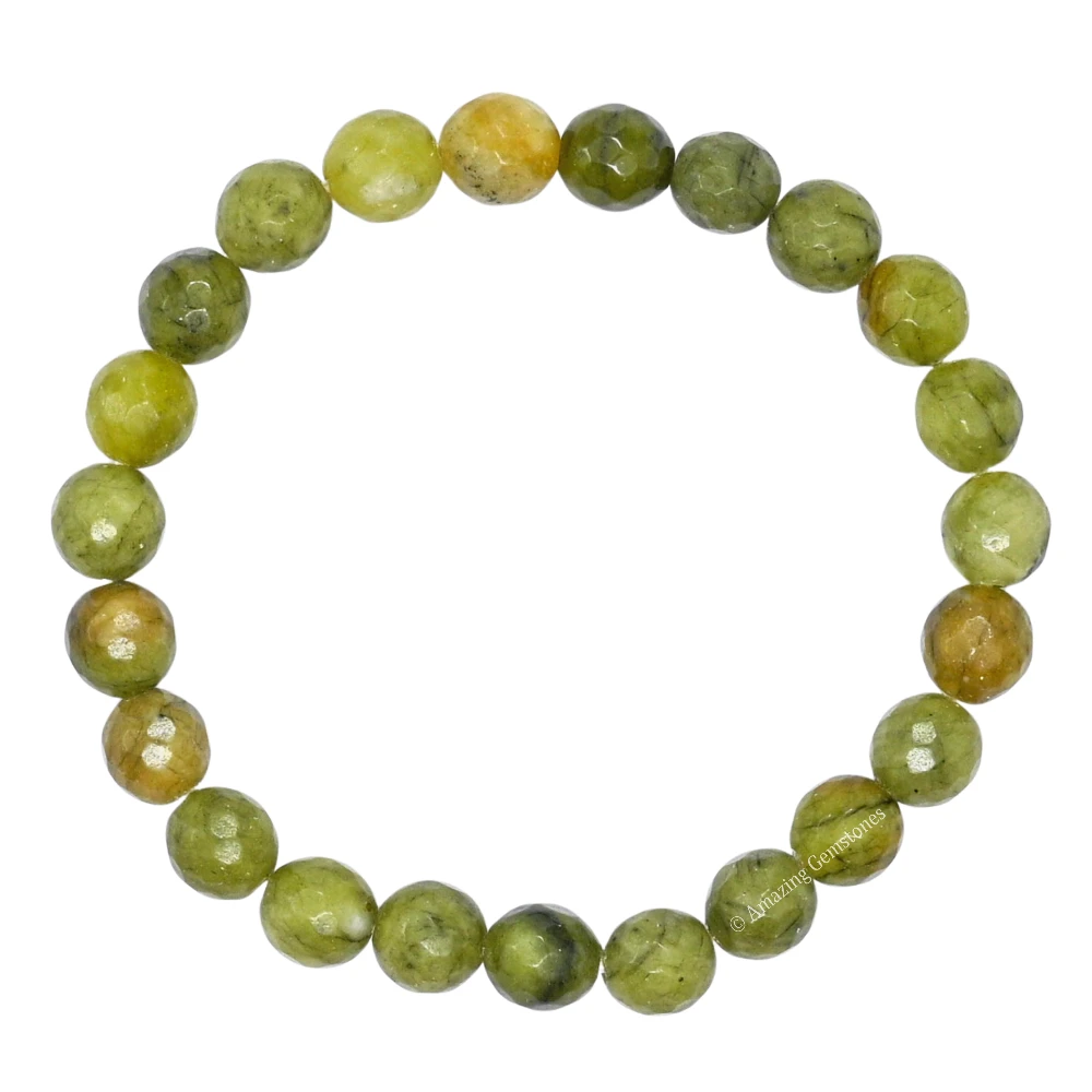 Green Jade Bracelet (Faceted) (Stretchable)
