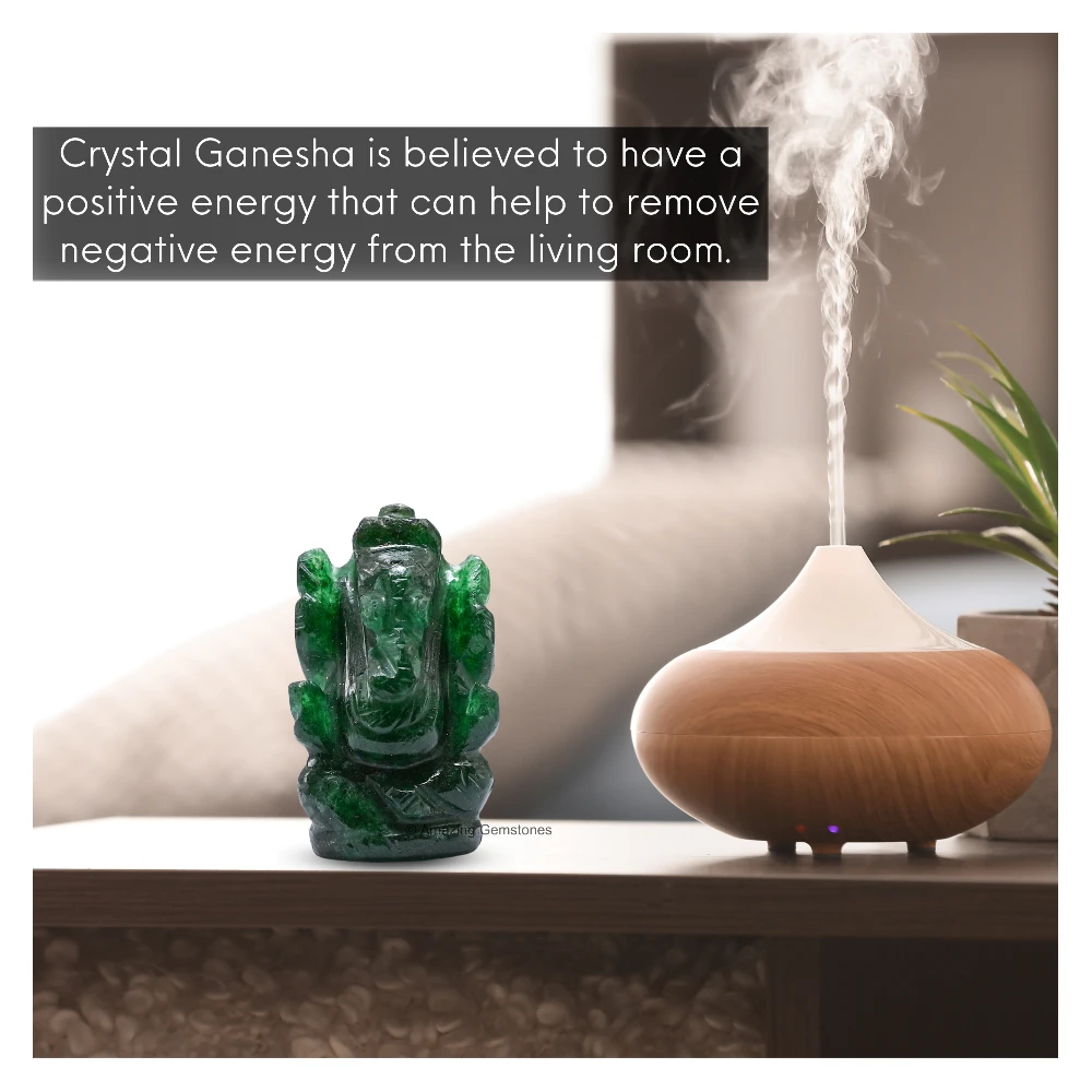 Dark Green Aventurine Ganesha Crystal Idol