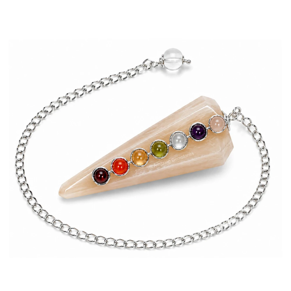 Cream Moonstone Chakra Crystal Pendulum