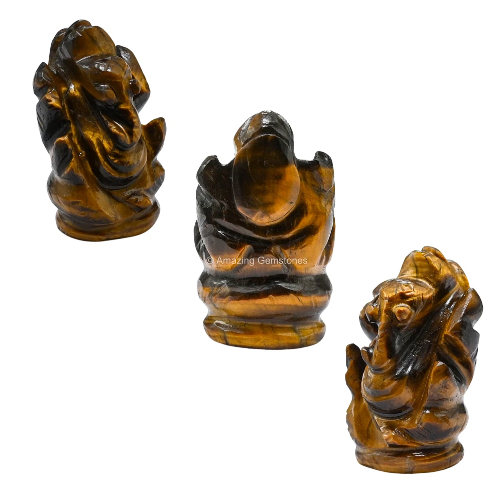 Tiger Eye Ganesha Crystal Idol