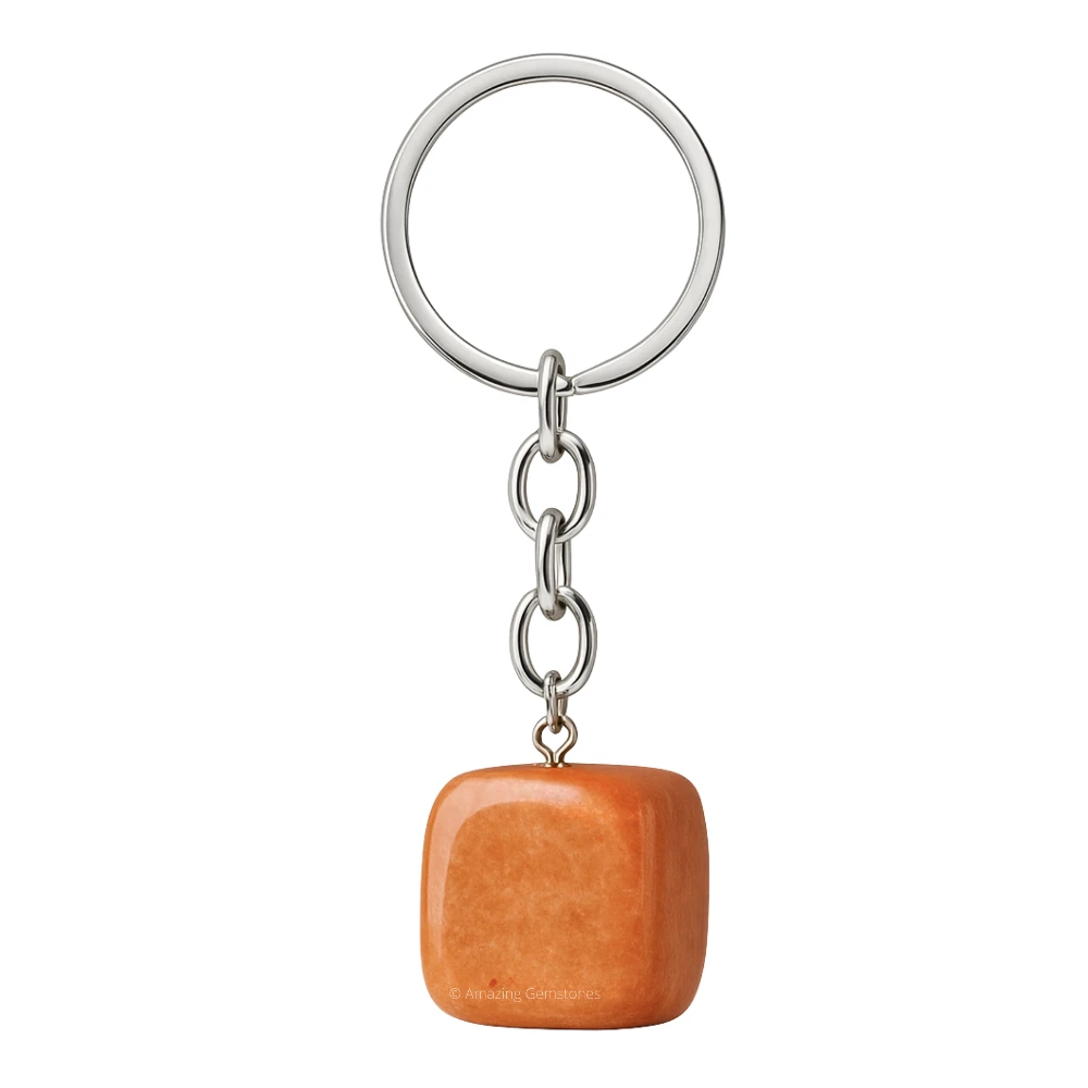 Peach Moonstone Keychain Keys Holder (Tumble)