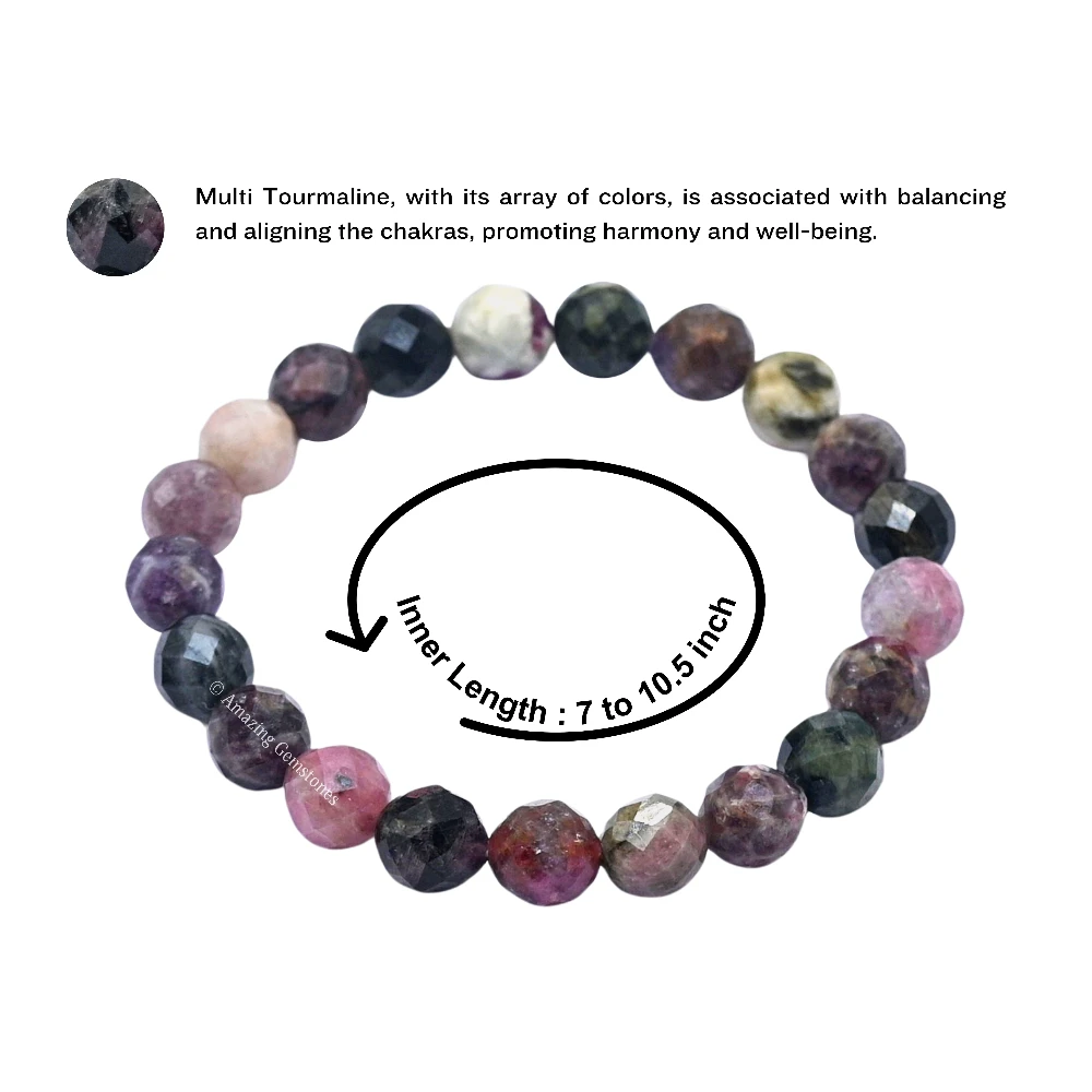 Multi Tourmaline Bracelet (Faceted) (Stretchable)