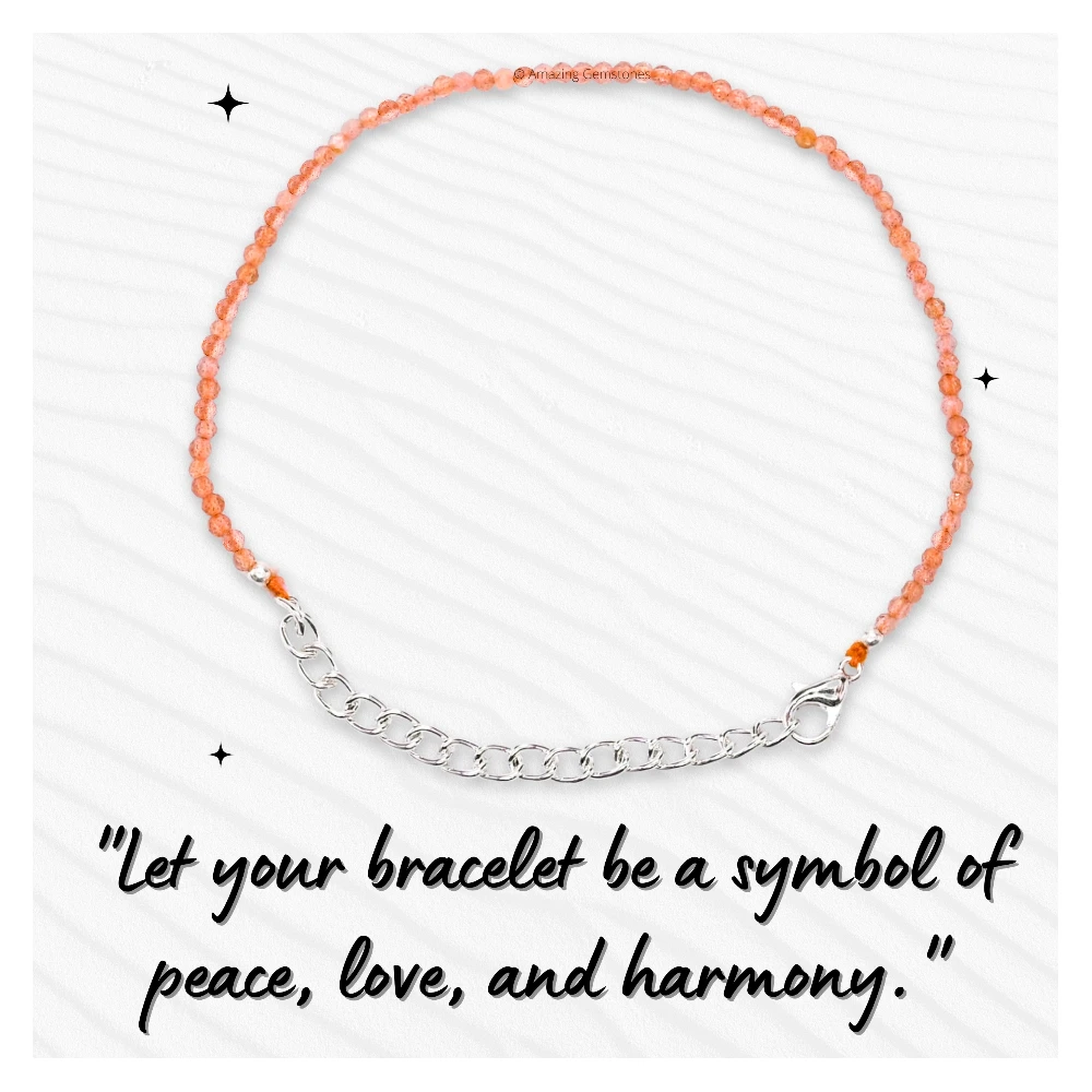 Peach Moonstone Crystal Bracelet - 2mm Faceted Bead (Silver)