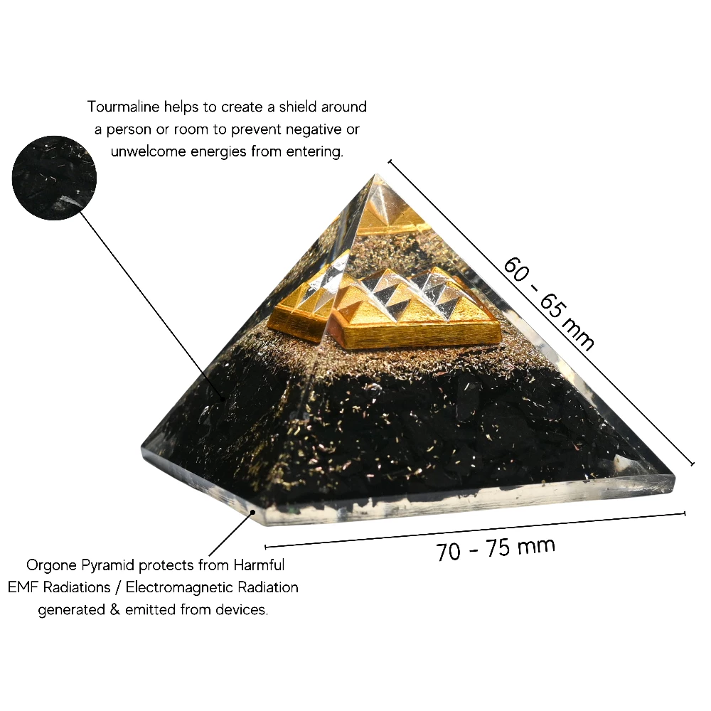 Black Tourmaline Orgone Pyramid - Under 9  Pyramid Plate