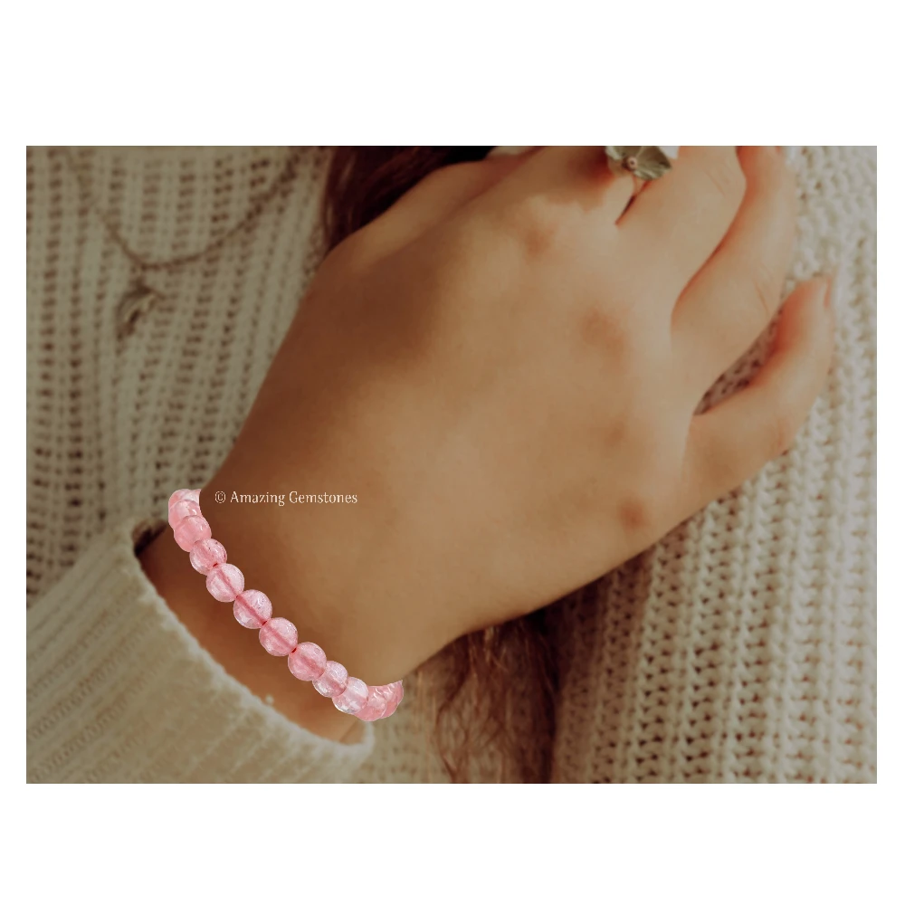 Cherry Quartz Bracelet (Faceted-Stretchable)