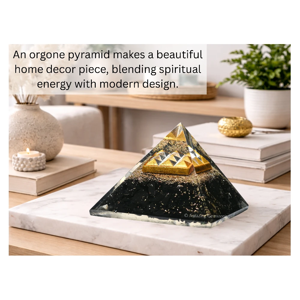 Black Tourmaline Orgone Pyramid - Under 9  Pyramid Plate