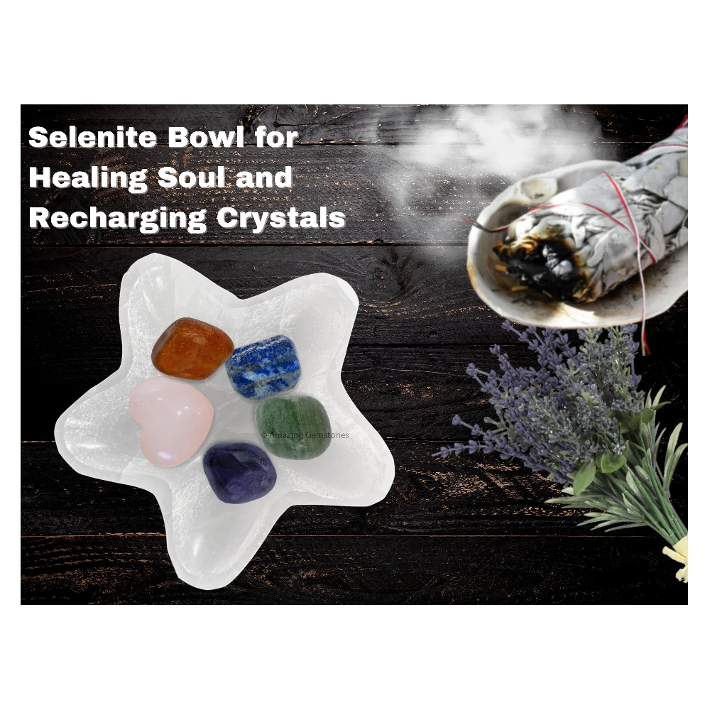 Selenite Charging Bowl for Crystals - Star