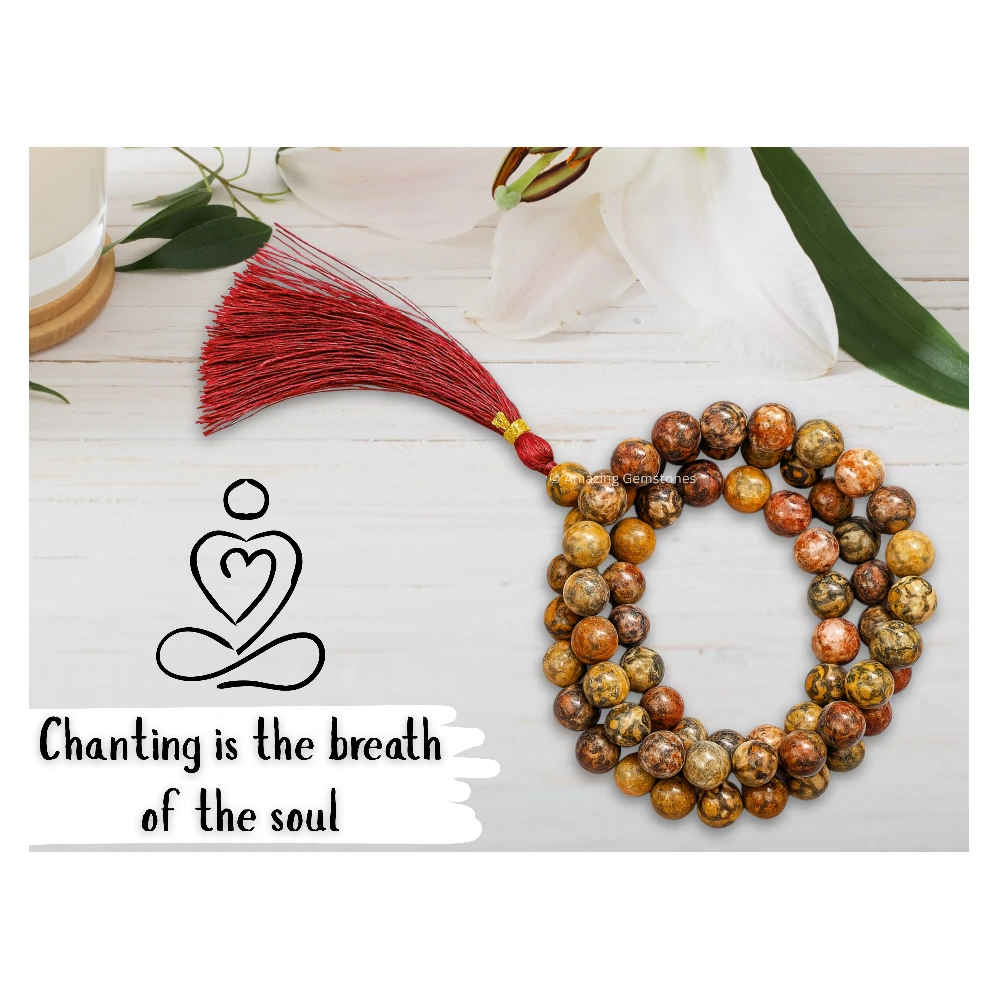 Leopard Jasper Mala (Without Knot)