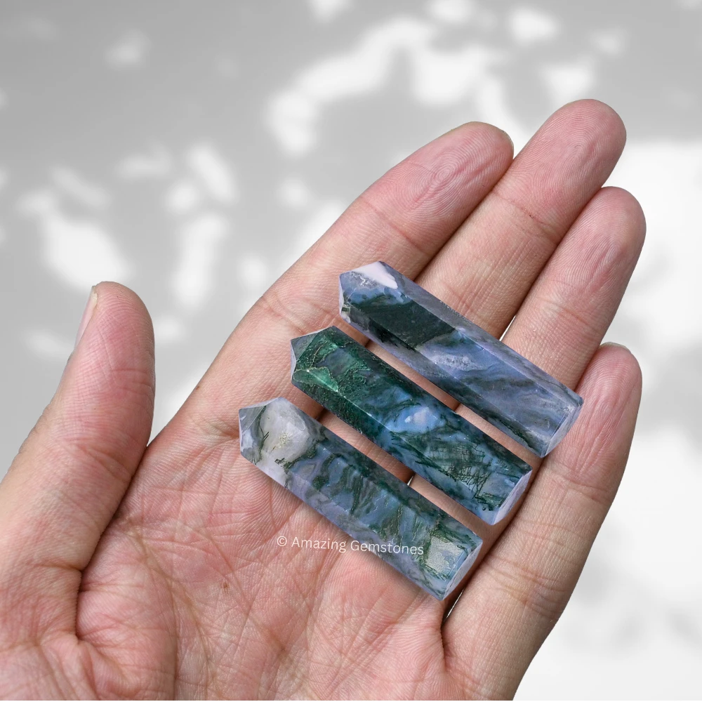 Moss Agate Pencil Points (Set of 10)