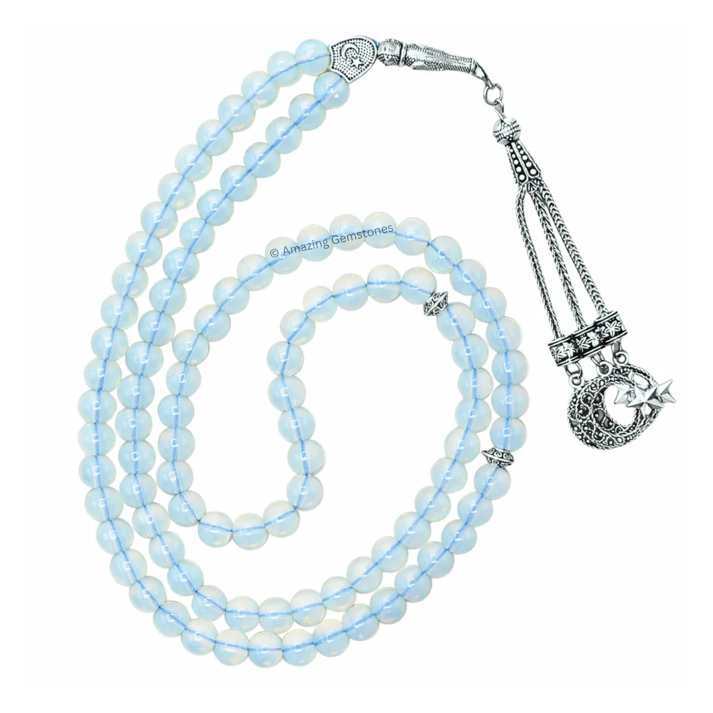 Opalite Tasbeeh Sibha Prayer Beads (Silver)