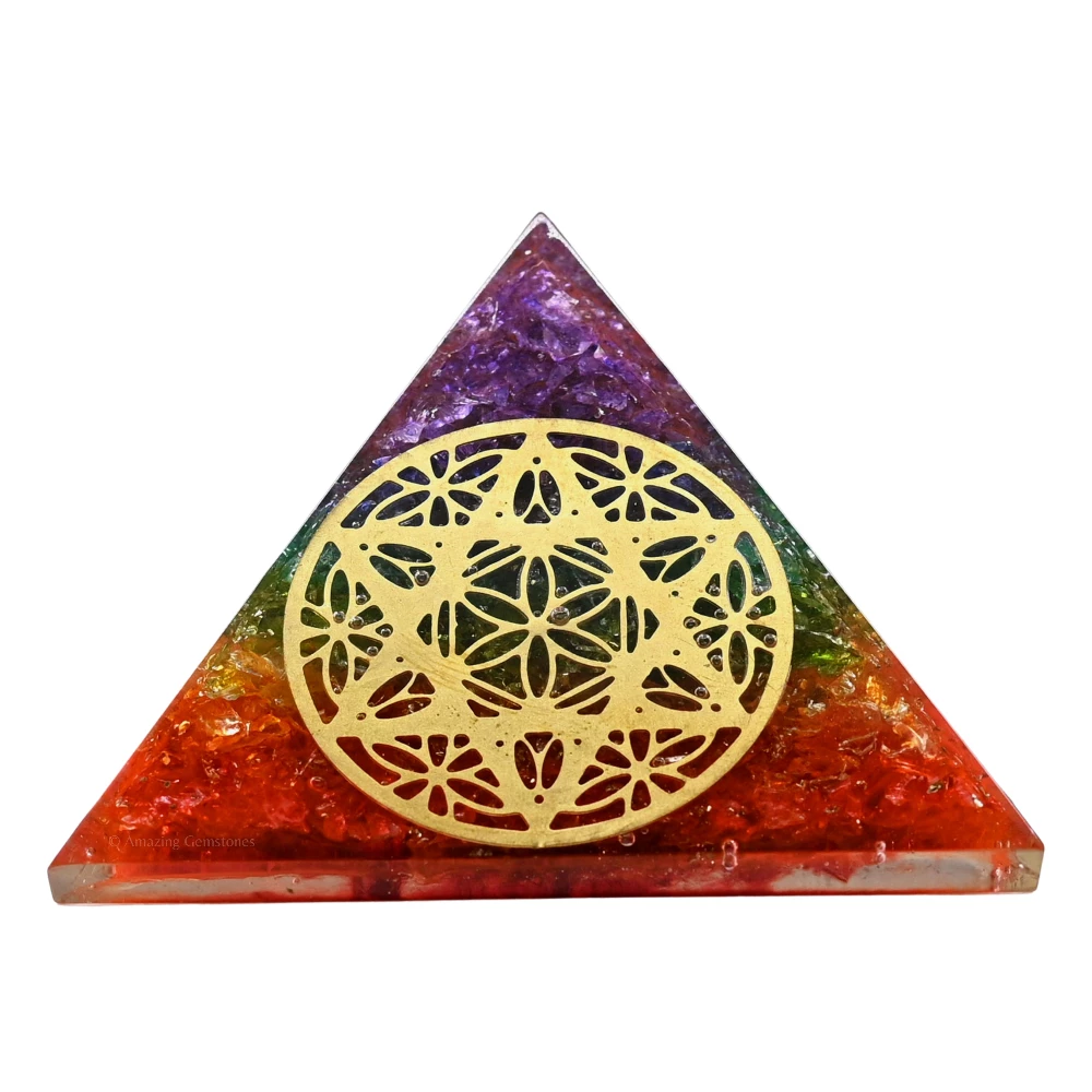 Chakra Onyx Orgone Pyramid - Star of David