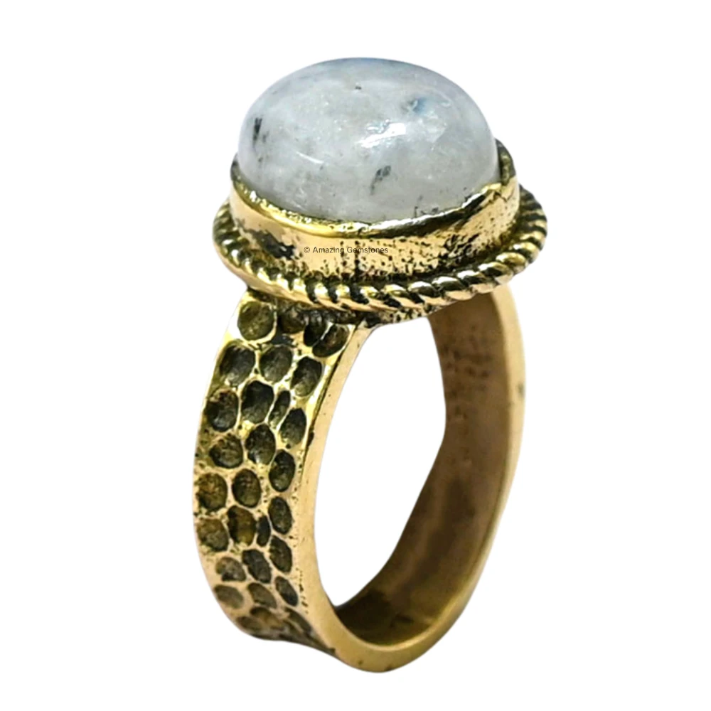 Rainbow Moonstone Crystal Ring (Gold)