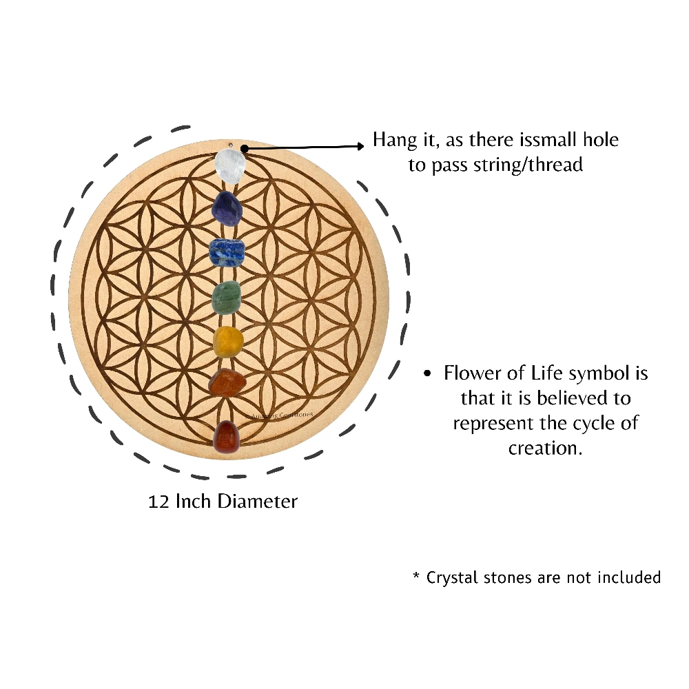 Wooden Crystal Grid Sacred Geometry - Flower of Life (12 Inch)