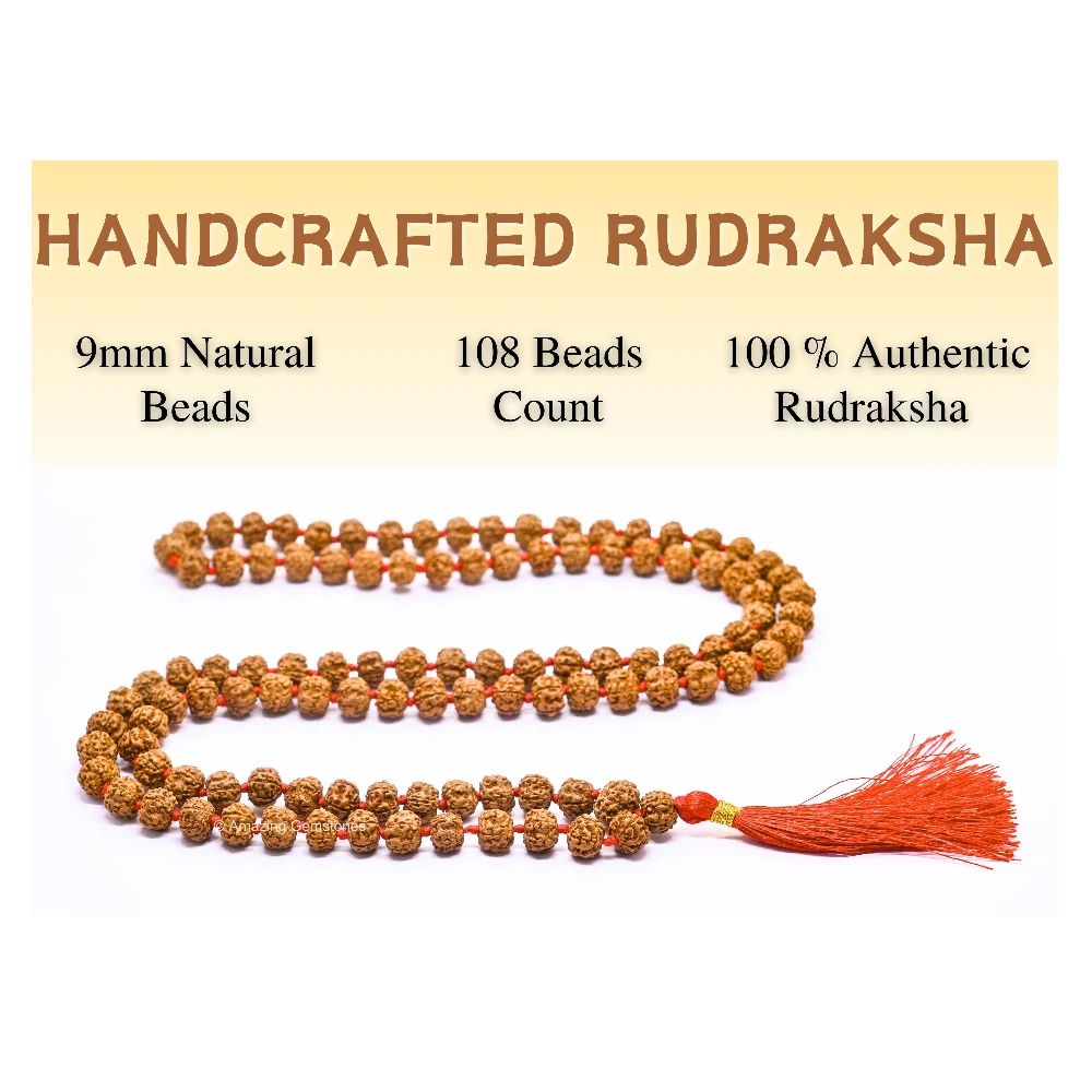 9mm Rudraksha Mala (Hand Knotted)