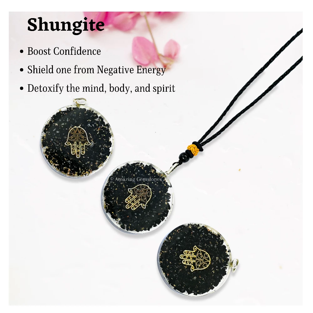 Shungite Necklace - Hamsa